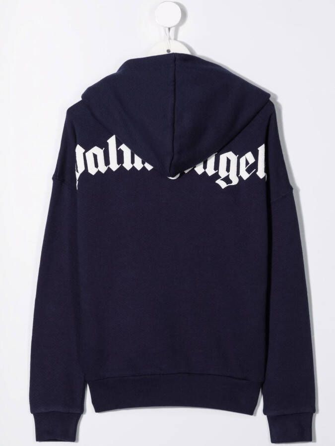 Palm Angels Kids Hoodie met logoprint Blauw