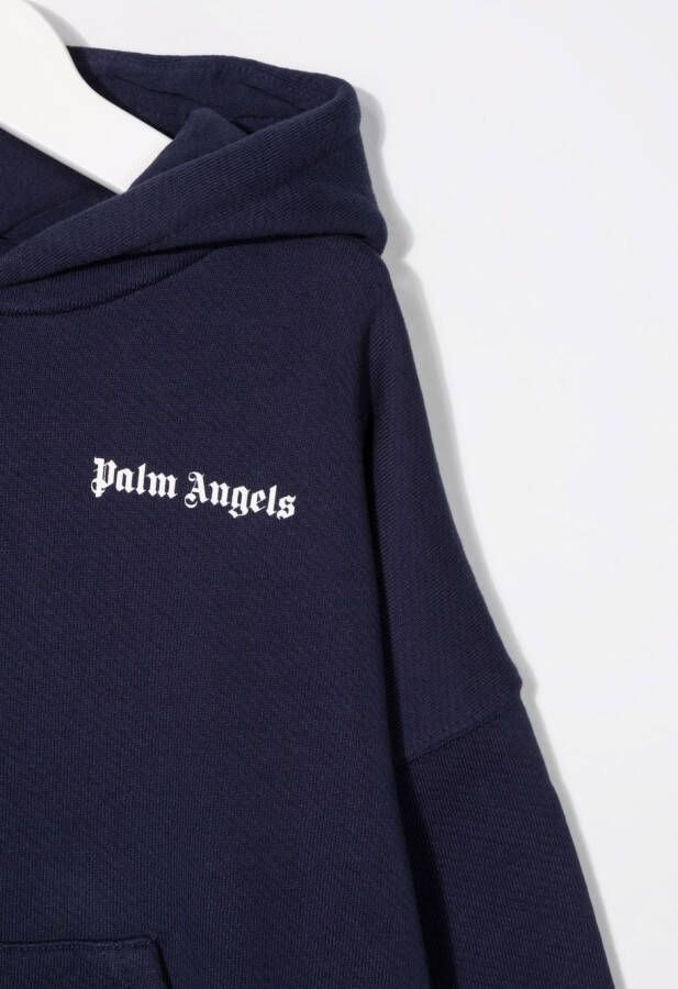 Palm Angels Kids Hoodie met logoprint Blauw