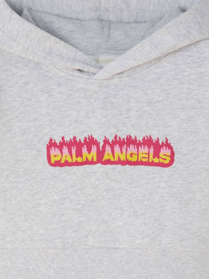 Palm Angels Kids Hoodie met logoprint Grijs