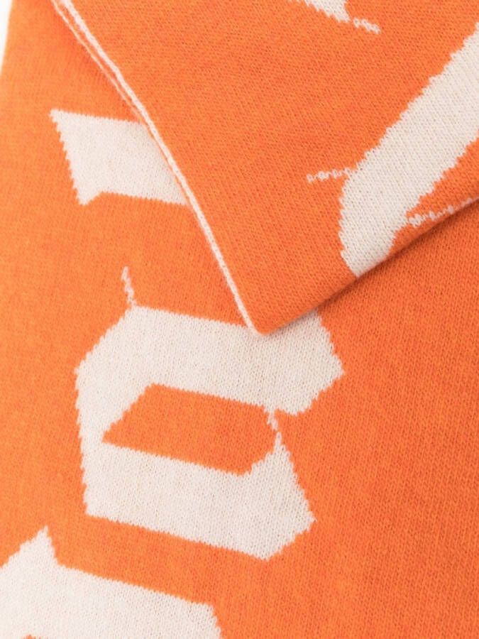Palm Angels Kids Intarsia gebreide sjaal Oranje