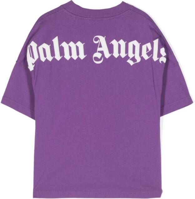 Palm Angels Kids T-shirt met logoprint Paars