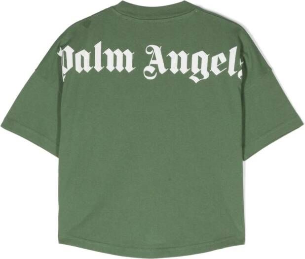 Palm Angels Kids Katoenen T-shirt met logoprint Groen