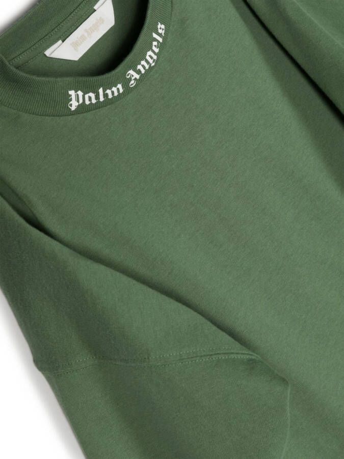 Palm Angels Kids Katoenen T-shirt met logoprint Groen