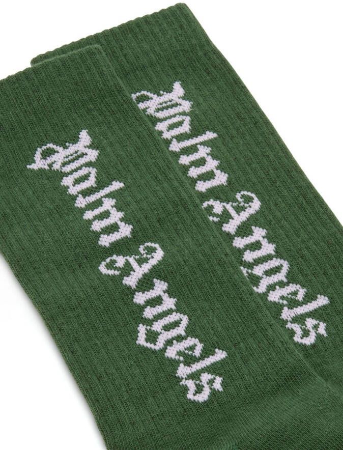 Palm Angels Kids Sokken met logoprint Groen