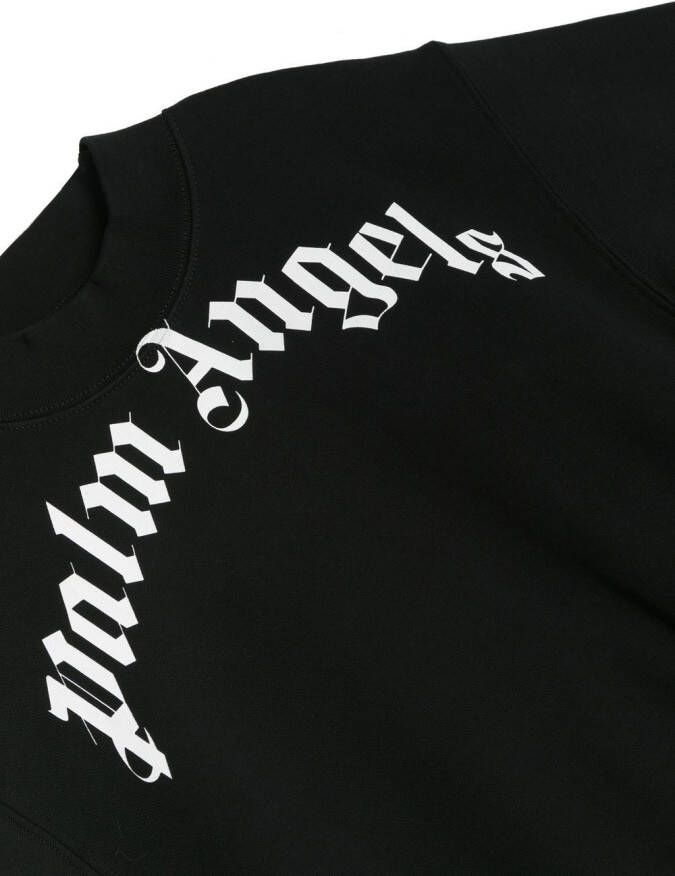 Palm Angels Kids Katoenen sweater met logo Zwart