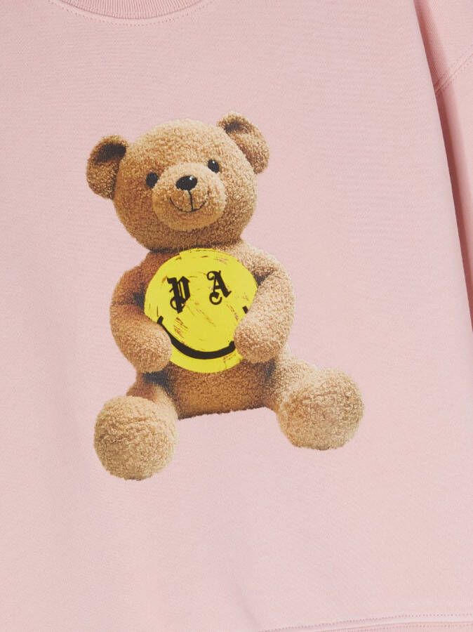 Palm Angels Kids Katoenen sweater met teddybeerprint Roze