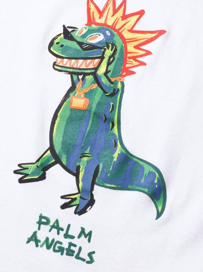 Palm Angels Kids T-shirt met dinosaurusprint Wit