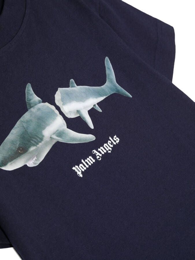 Palm Angels Kids T-shirt met haaiprint Blauw