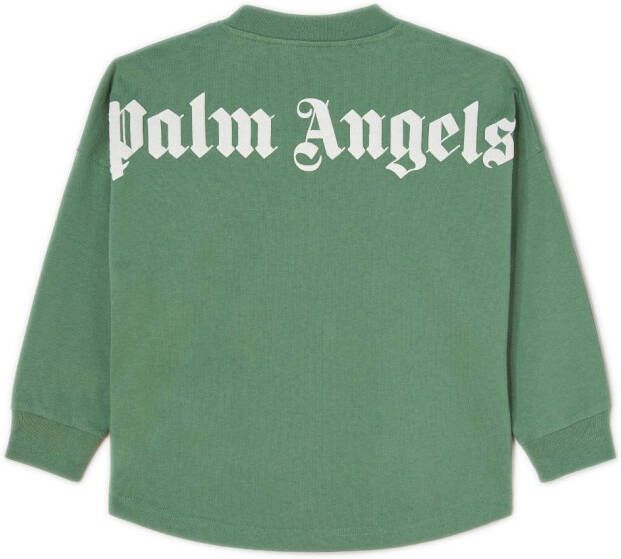 Palm Angels Kids T-shirt met logoprint en ronde hals Groen