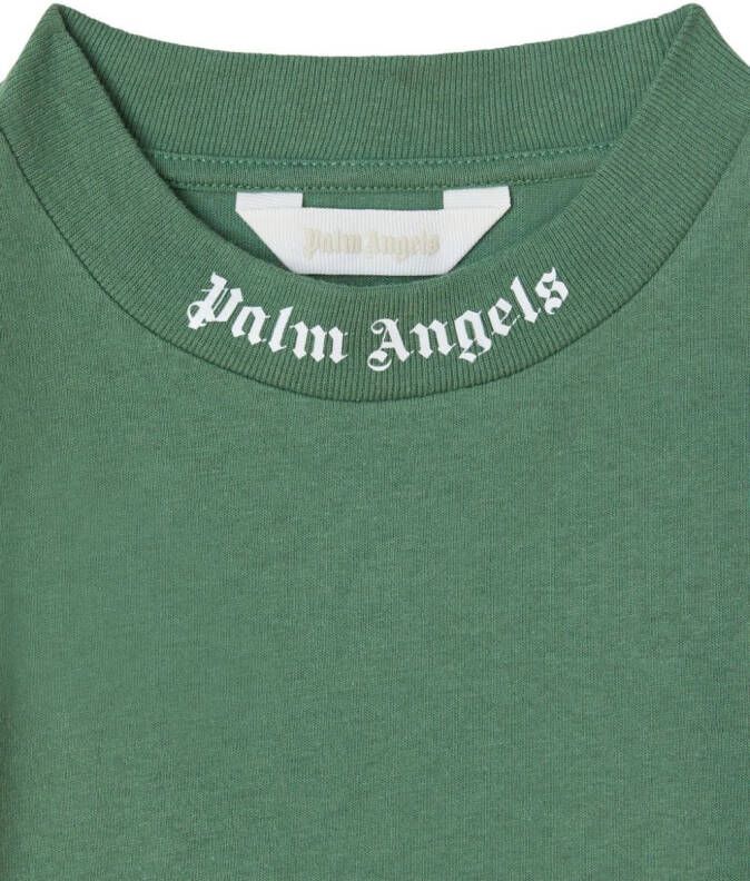 Palm Angels Kids T-shirt met logoprint en ronde hals Groen