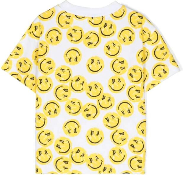 Palm Angels Kids T-shirt met smileyprint Wit