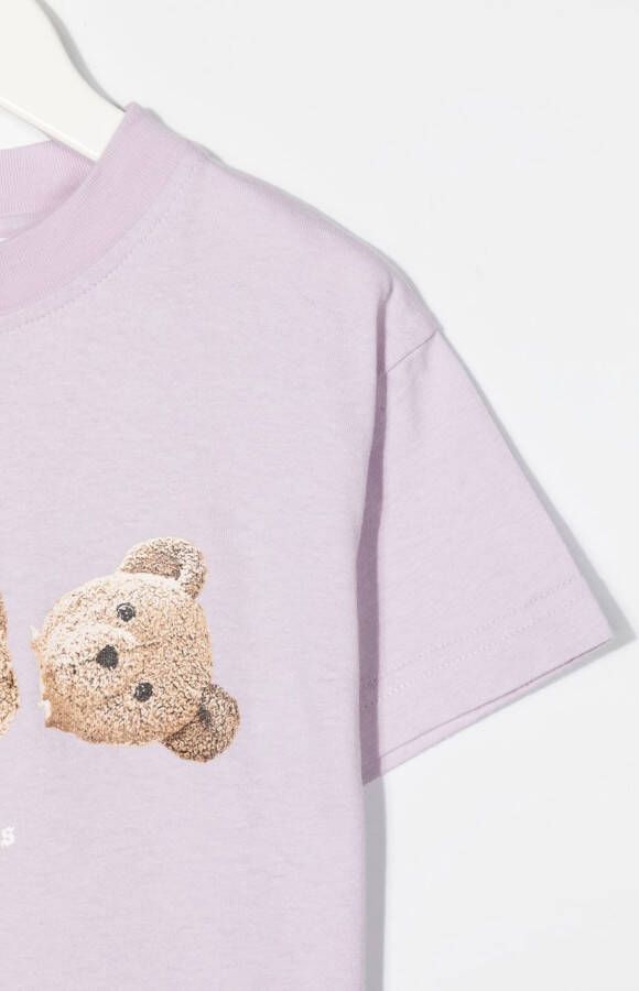 Palm Angels Kids T-shirt met teddybeerprint Paars