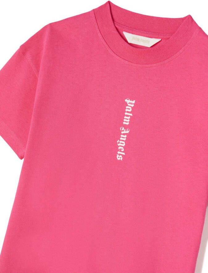 Palm Angels Kids T-shirtjurk met logoprint Roze