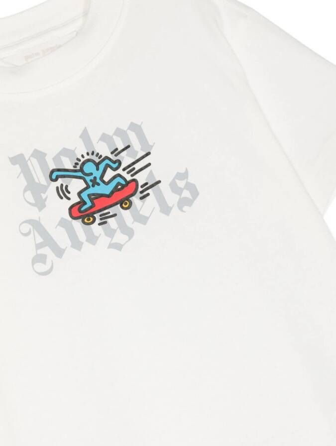 Palm Angels Kids x Keith Haring T-shirt met print Wit