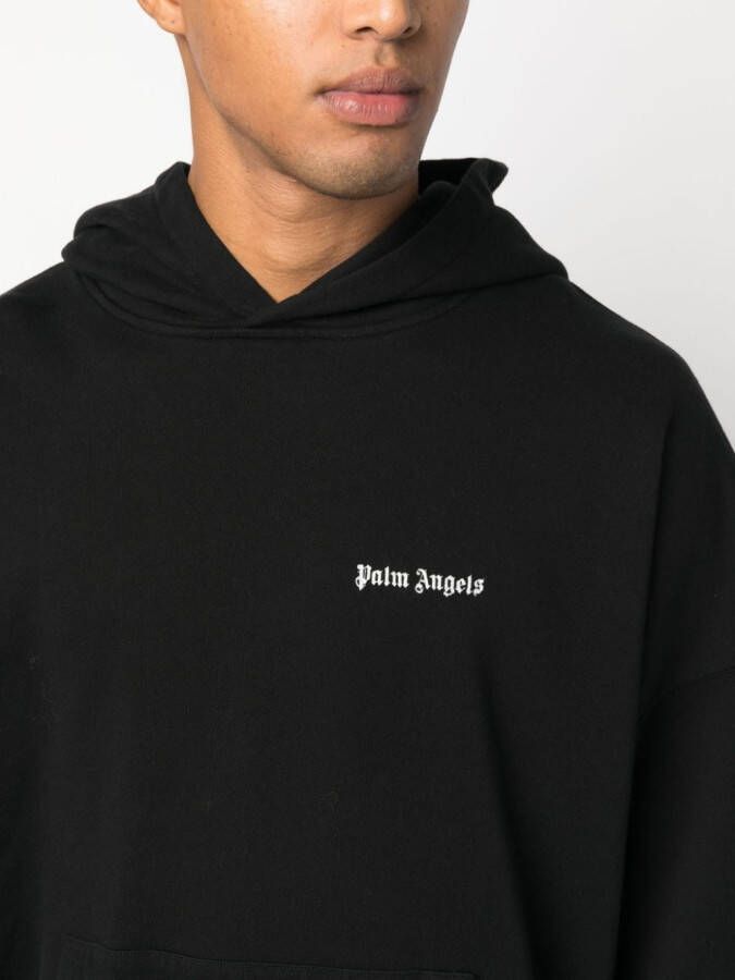 Palm Angels Katoenen hoodie met geborduurd logo Zwart