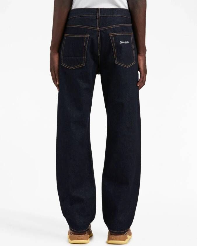 Palm Angels Jeans met geborduurd logo Blauw