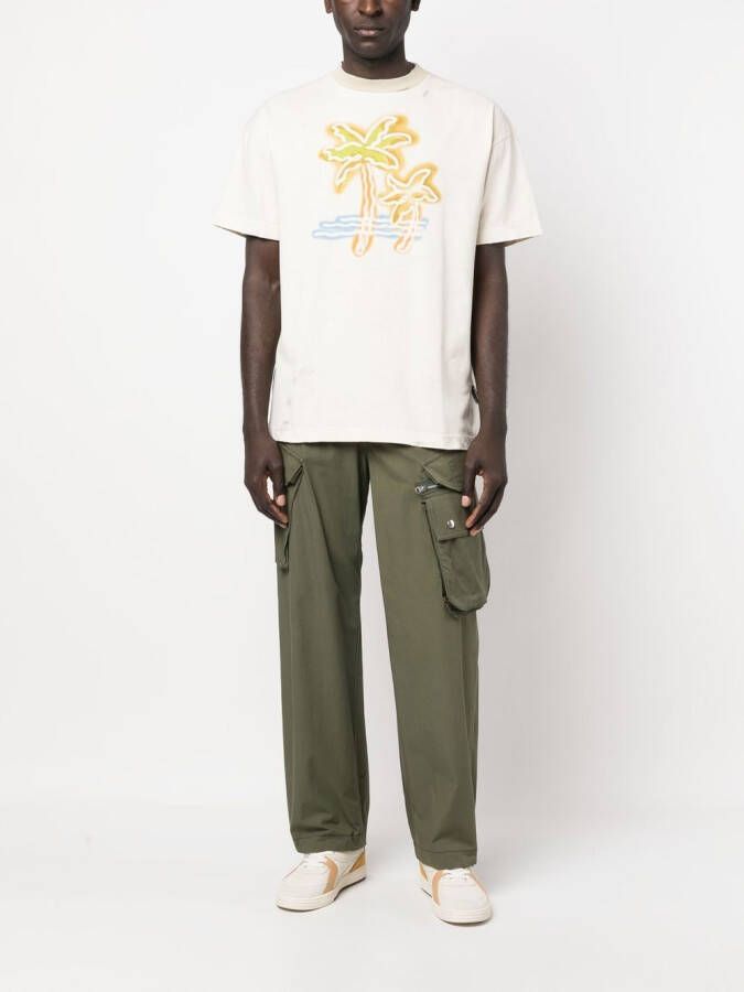Palm Angels T-shirt met logoprint Beige