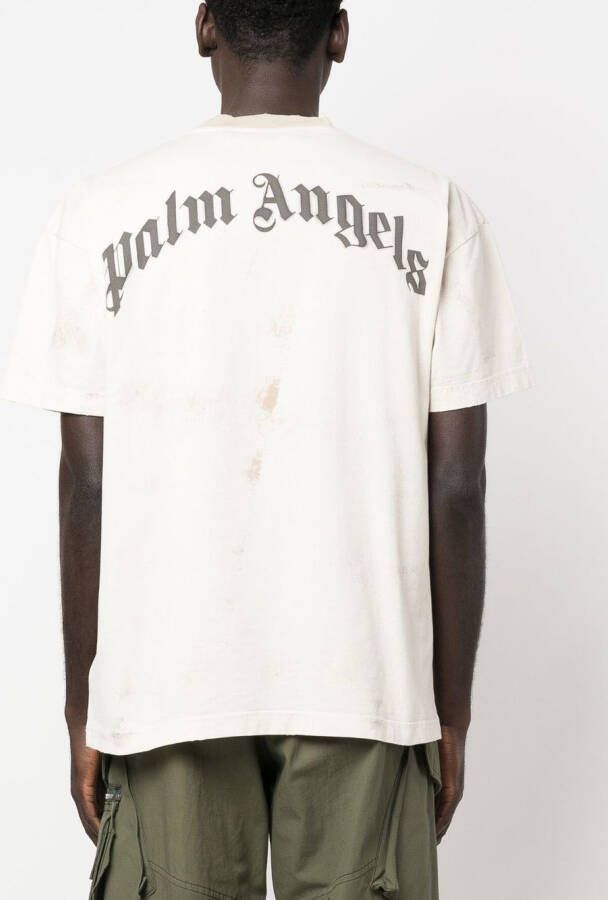Palm Angels T-shirt met logoprint Beige
