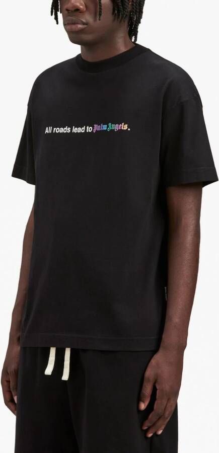 Palm Angels T-shirt met logoprint Zwart