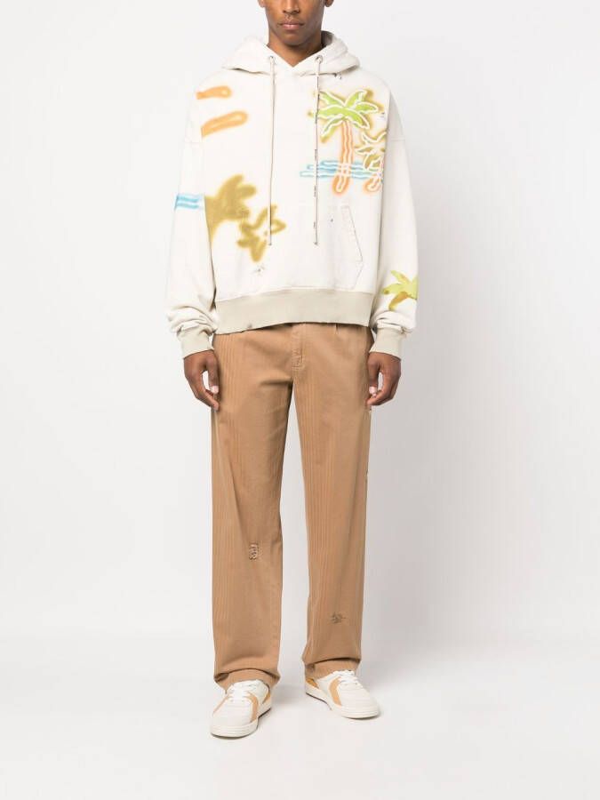 Palm Angels Hoodie met logoprint Beige