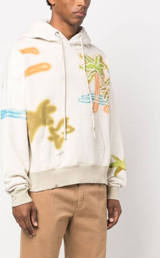 Palm Angels Hoodie met logoprint Beige