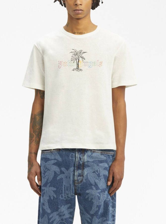 Palm Angels T-shirt met logoprint Wit