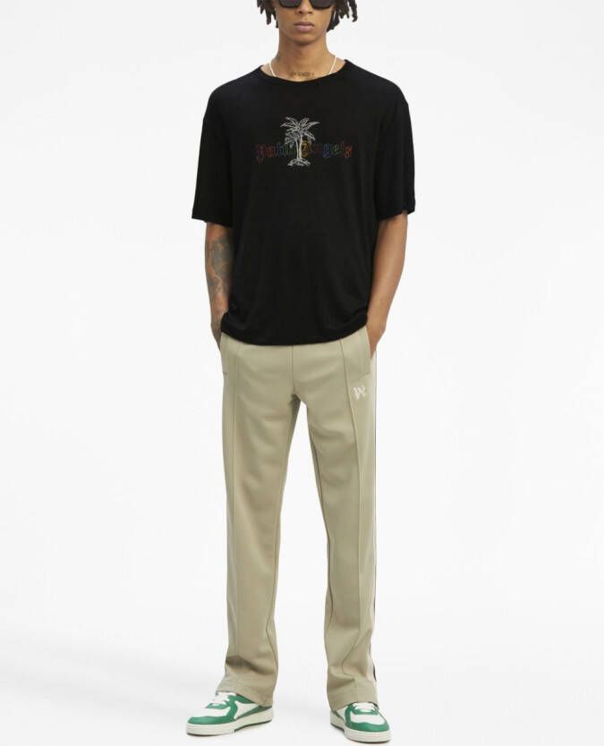 Palm Angels T-shirt met logoprint Zwart