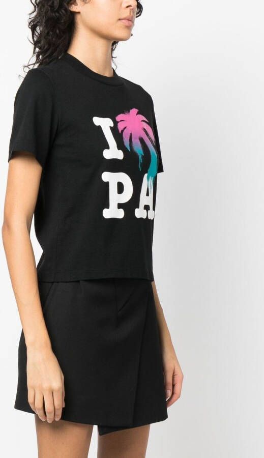 Palm Angels T-shirt met logoprint Zwart