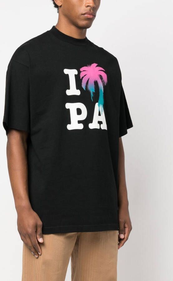 Palm Angels T-shirt met logoprint Zwart