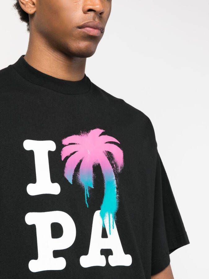 Palm Angels T-shirt met logoprint Zwart