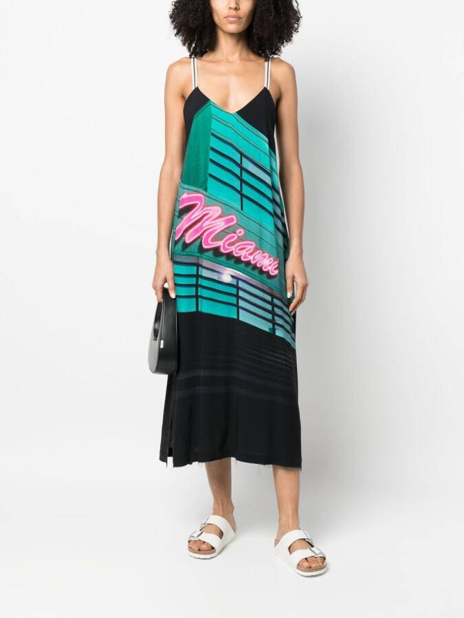 Palm Angels Midi-jurk met print Zwart