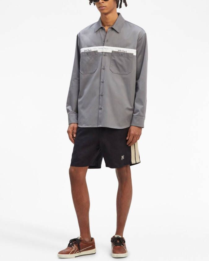 Palm Angels Zwembroek met monogram Zwart