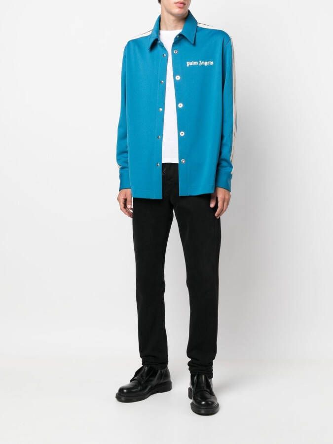Palm Angels Overhemd met logoprint Blauw