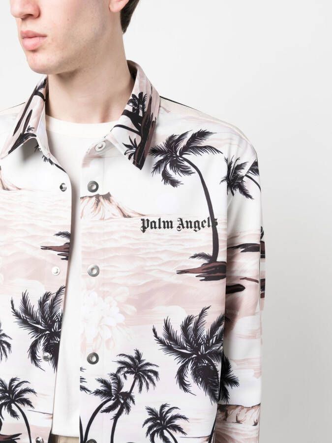 Palm Angels Overhemd met palmboomprint Beige