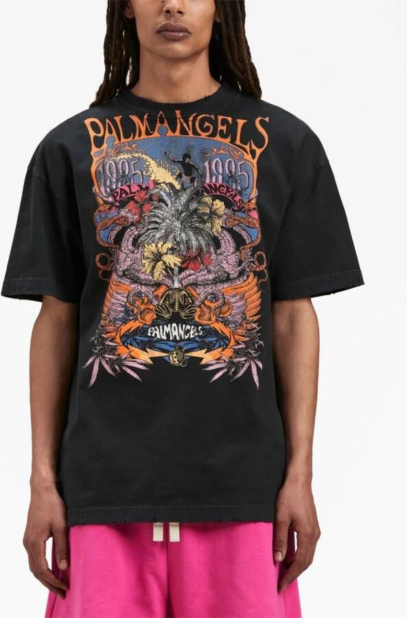 Palm Angels T-shirt met palmprint Zwart