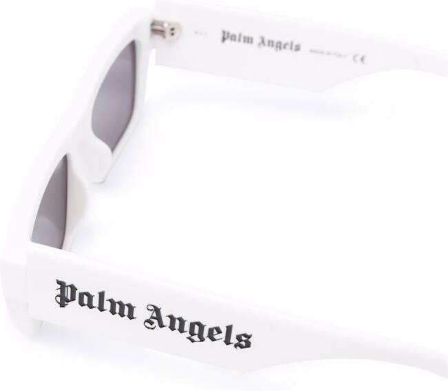 Palm Angels Palm zonnebril met rechthoekig montuur Wit