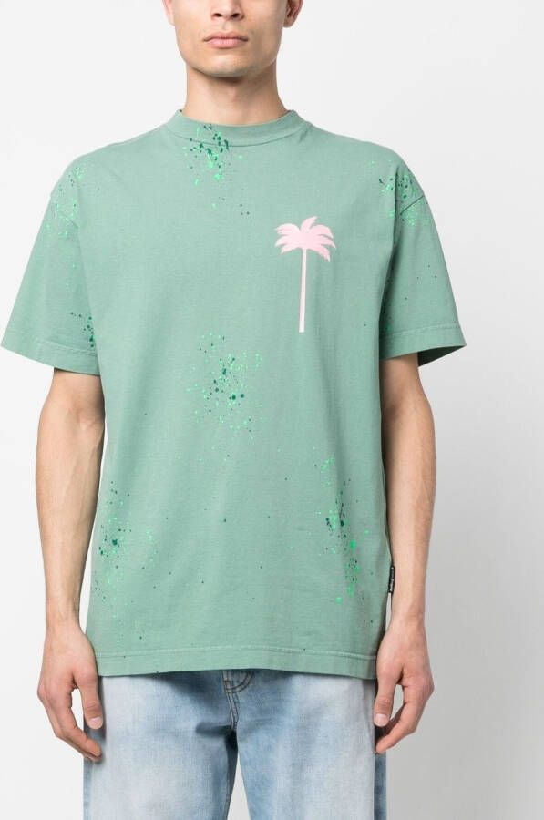 Palm Angels T-shirt met logoprint Groen