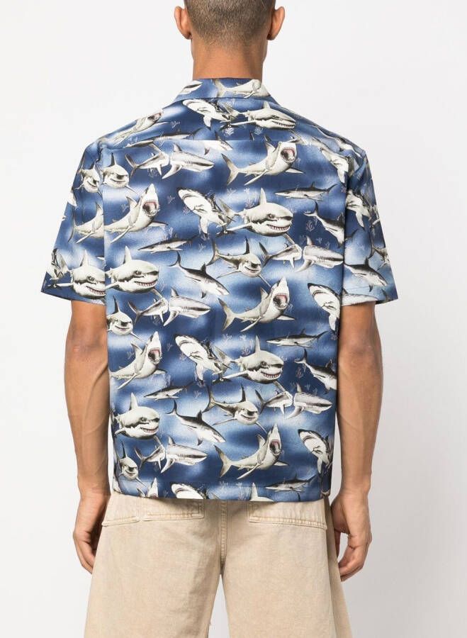 Palm Angels Bowlingshirt met print Blauw