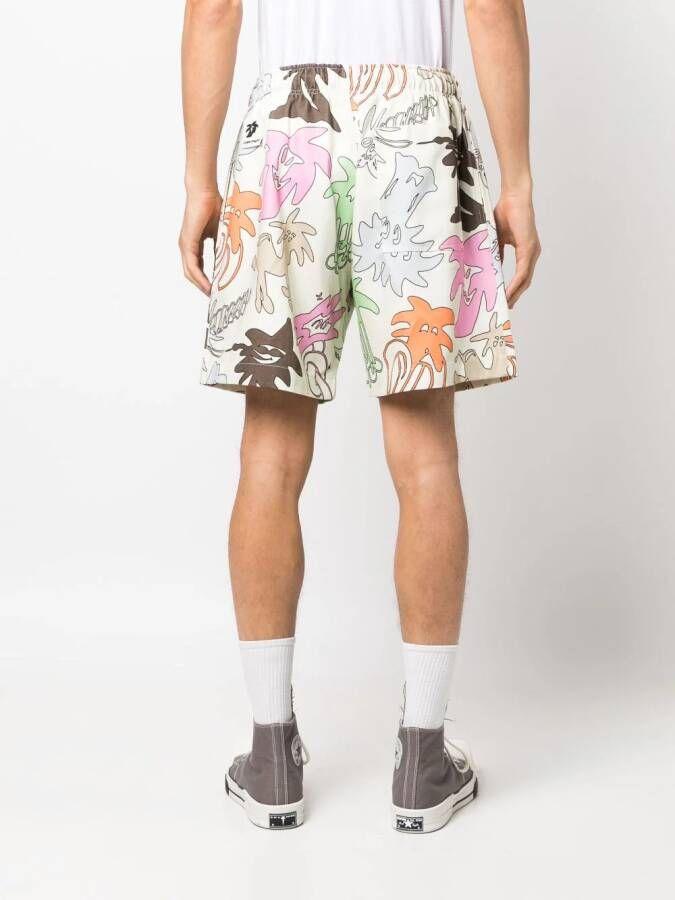 Palm Angels Shorts met bloemenprint Beige
