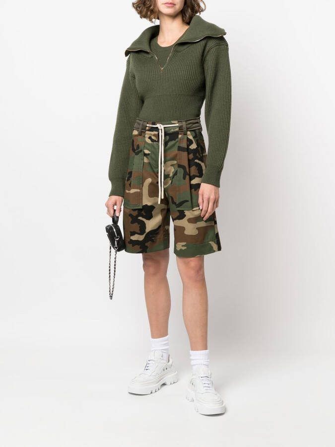 Palm Angels Shorts met camouflageprint Groen