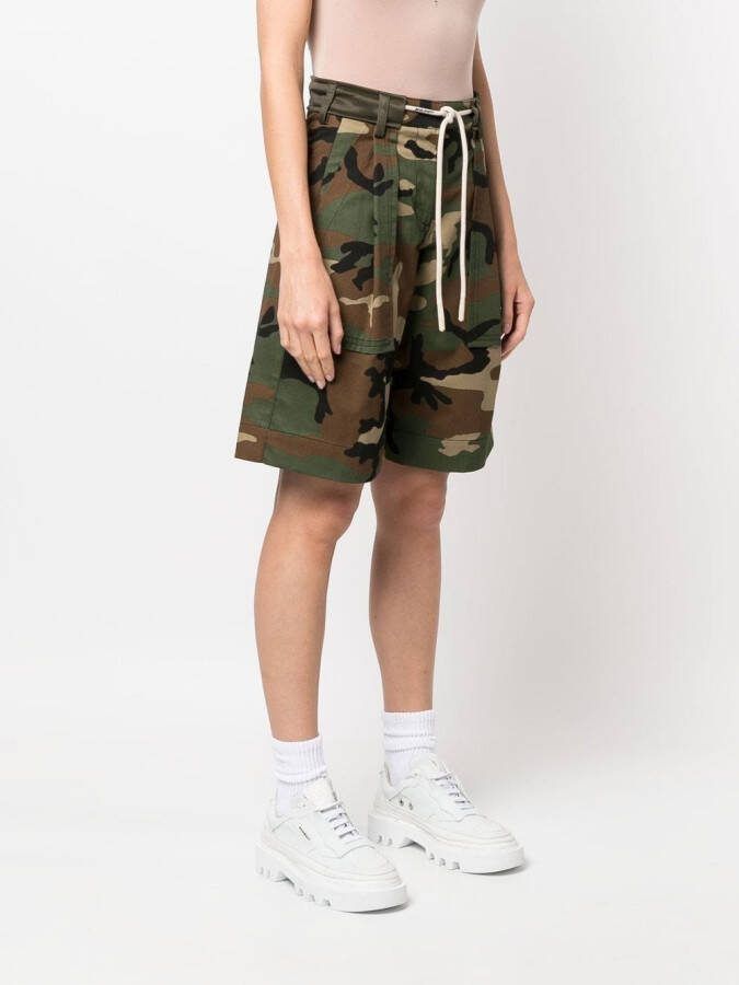 Palm Angels Shorts met camouflageprint Groen