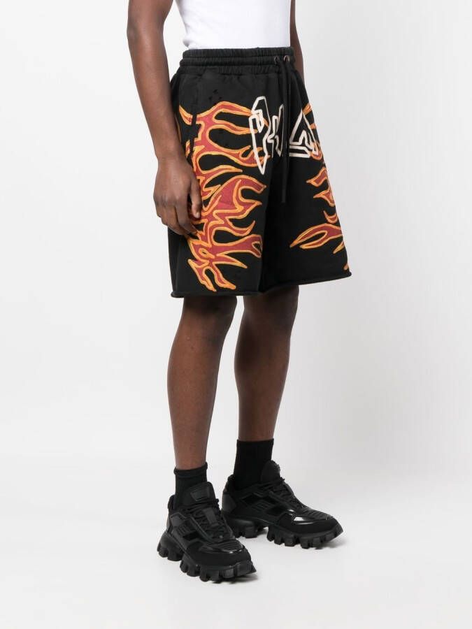 Palm Angels Shorts met logoprint Zwart