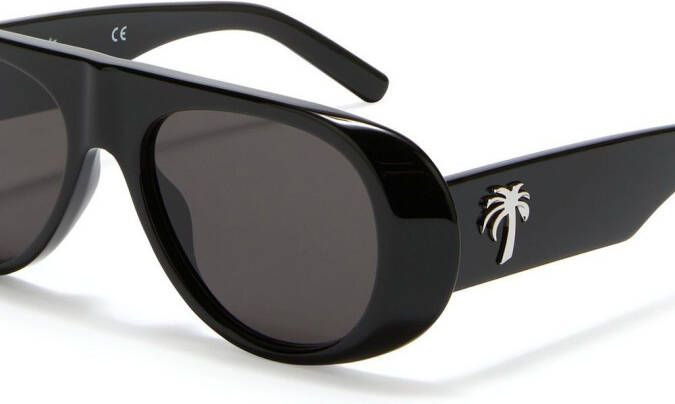 Palm Angels Sierra zonnebril met rond montuur Zwart