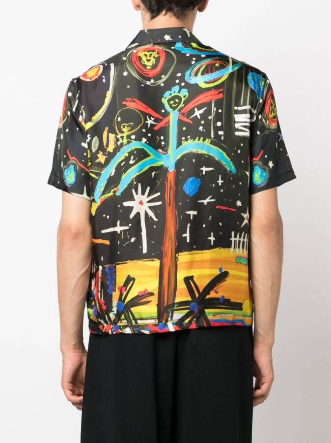 Palm Angels Bowlingshirt met print Zwart