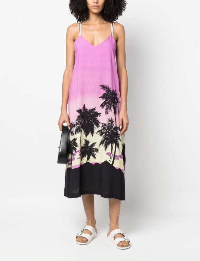 Palm Angels Midi-jurk met print Paars
