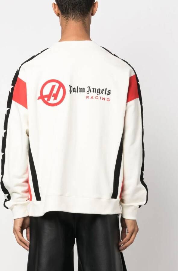 Palm Angels Katoenen sweater met geborduurd logo Wit