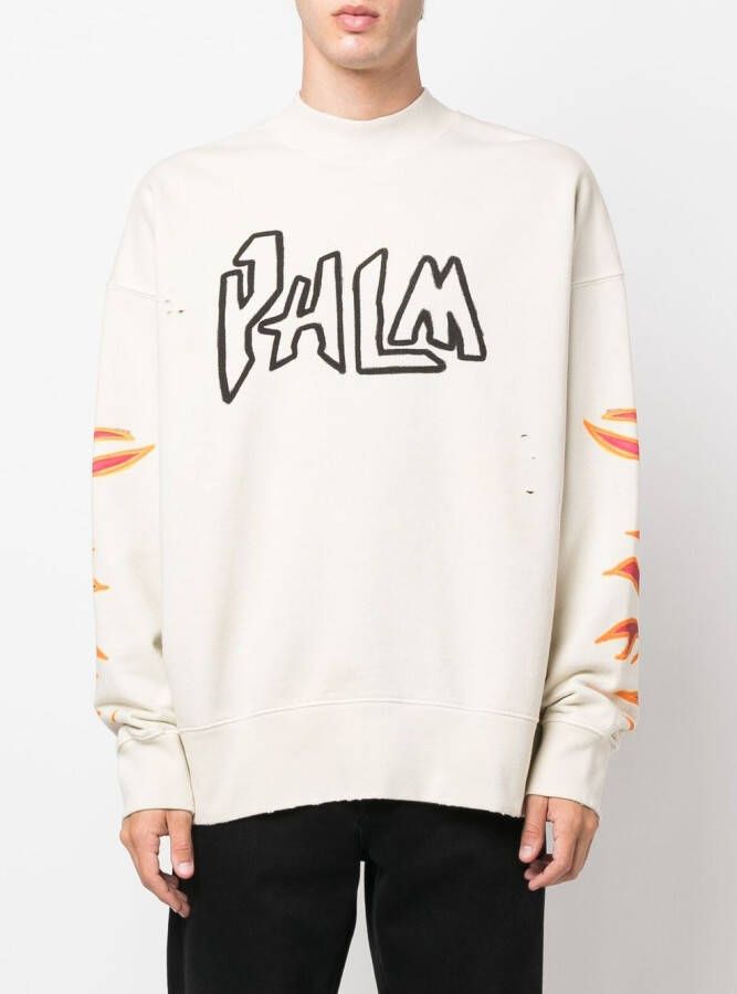 Palm Angels Sweater met graffiti-print Wit