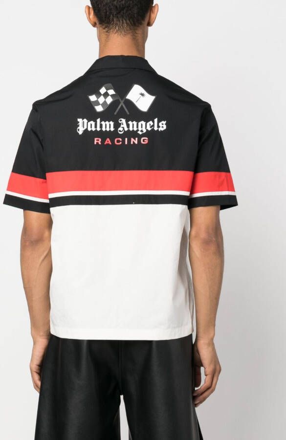 Palm Angels Racing bowlingshirt Zwart