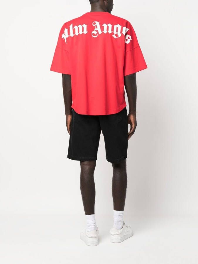 Palm Angels T-shirt met logoprint Rood