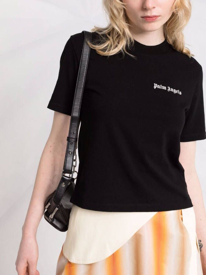 Palm Angels T-shirt met logoprint Zwart